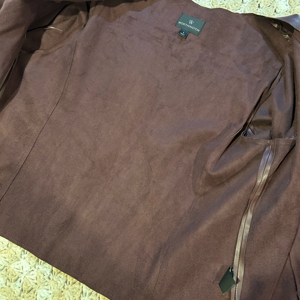 Worthington Plumb Faux Leather Zipper Jacket Size Large - Picture 7 of 9
